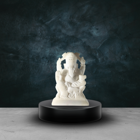 Small White Marble Ganesha Idol – Handcrafted Spiritual Statue
