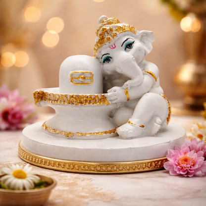 Ganesh Shivling Idol for Home Decoration | Vastu Ganesha with Shivling Murti