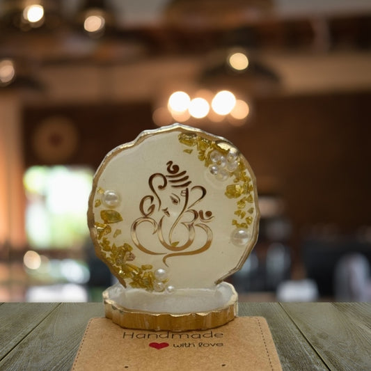Handmade Resin Ganesha Idol with Golden Crystals