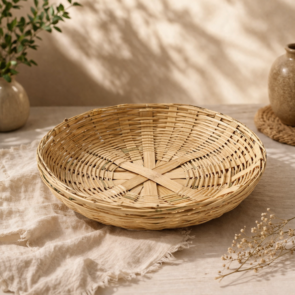 Natural Bamboo Pooja Plate