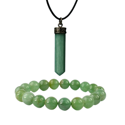 Aventurine Prosperity Booster Combo – Luck Bracelet with Opportunity Pendant