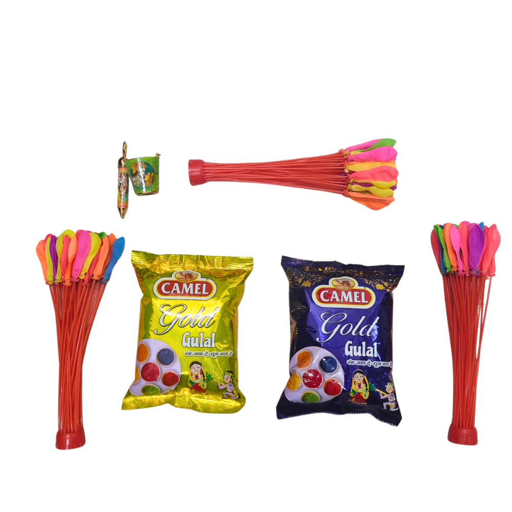 Sacred Crimson Gold Holi Decor Hamper – 2 Gulal & Festive Display Set