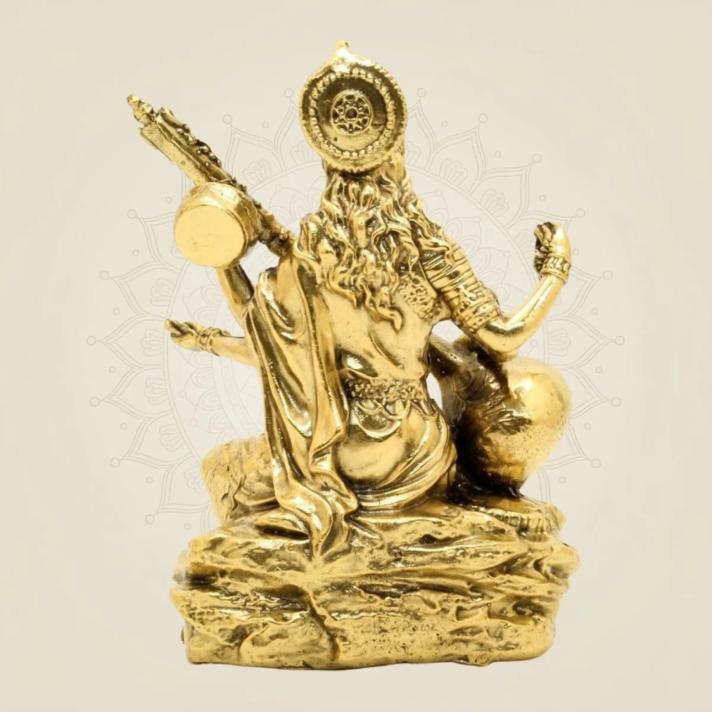 Brass Maa Saraswati Idol (18 Inch) – Veena Vadan Statue for Home Temple & Mandir Decor
