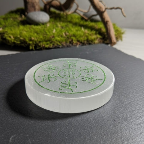 Selenite Engraved Energy Disk
