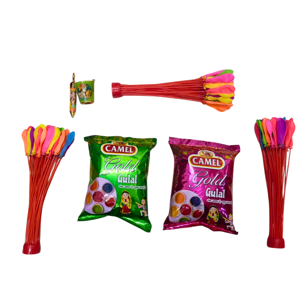 Grand Rangotsav Holi Gift Hamper – 6 Premium Gulal, Balloons & Festive Bucket