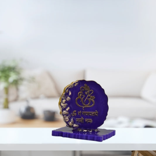 Royal Purple Ganesha Idol – Resin Handmade Murti