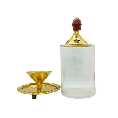 Traditional Brass Akhand Diya with Glass Cover – Spiritual Home Temple Oil Lamp