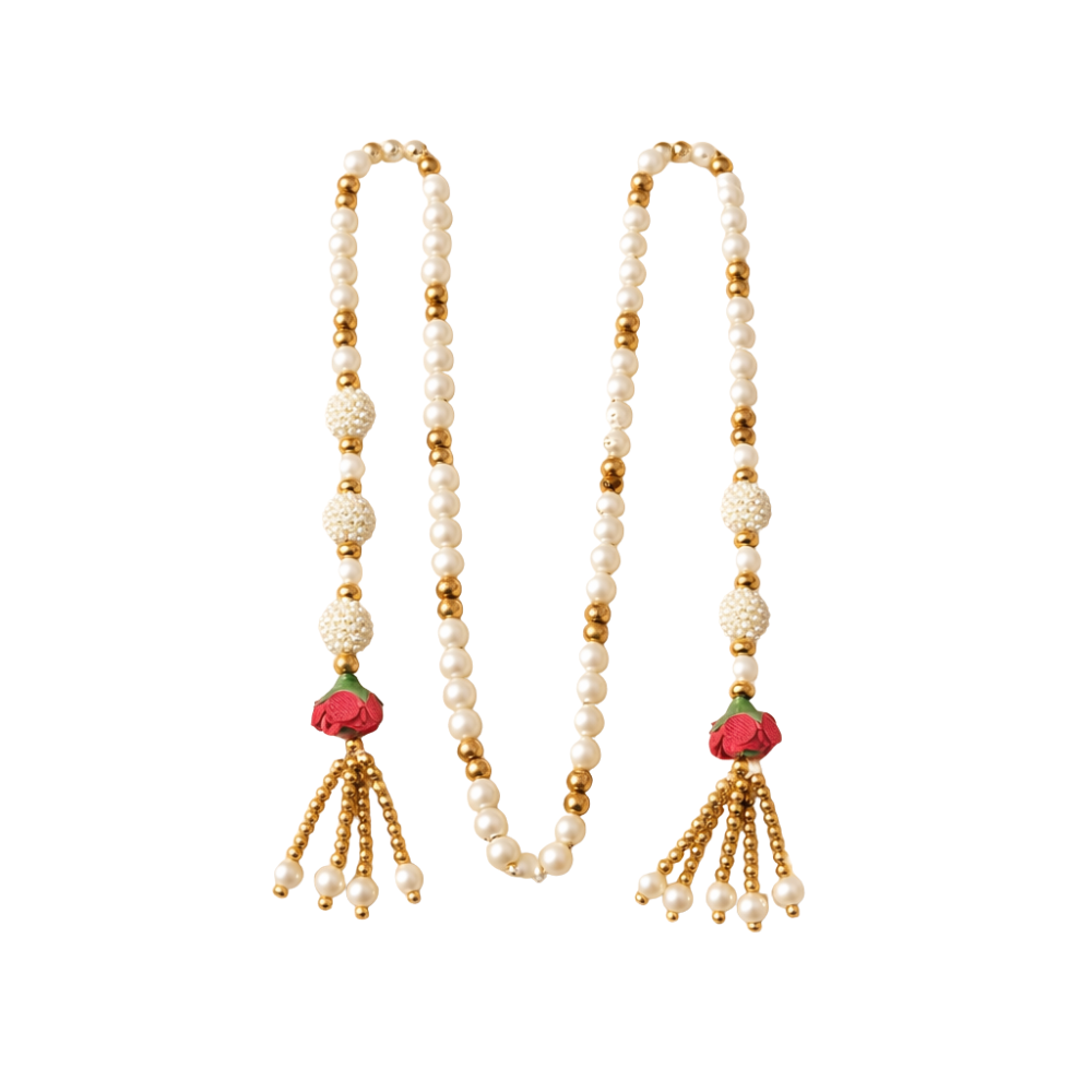 Premium Pearl & Golden Beads Garland | Decorative Swagat Mala for Wedding, Mandir & Festive Decoration