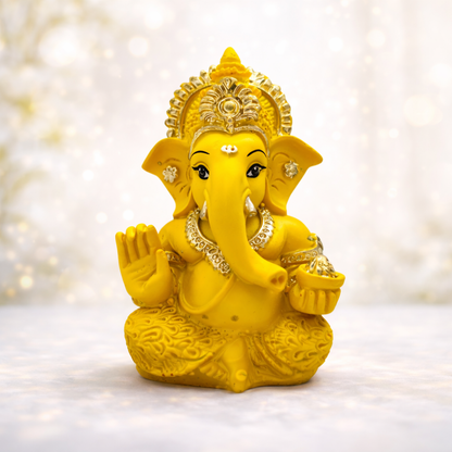 ServPuja Yellow Lord Ganesha Idol for Home Temple, Office & Vastu – Ganpati Murti for Good Luck