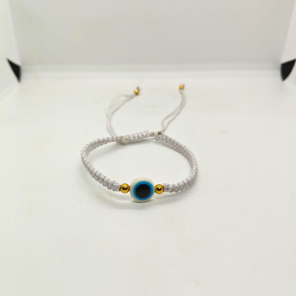 White Evil Eye Bracelet for Protection