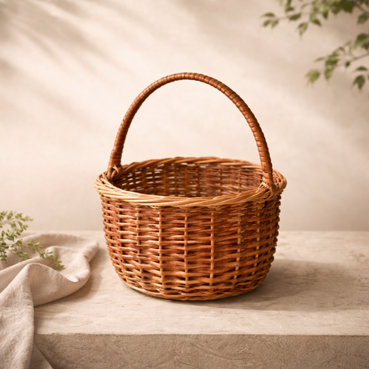 Puja Tokri Basket with Handle for Mandir Use
