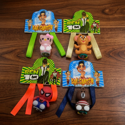 Cute Cartoon Rakhi Set of 4 – Colorful Character Rakhis for Kids on Raksha Bandhan