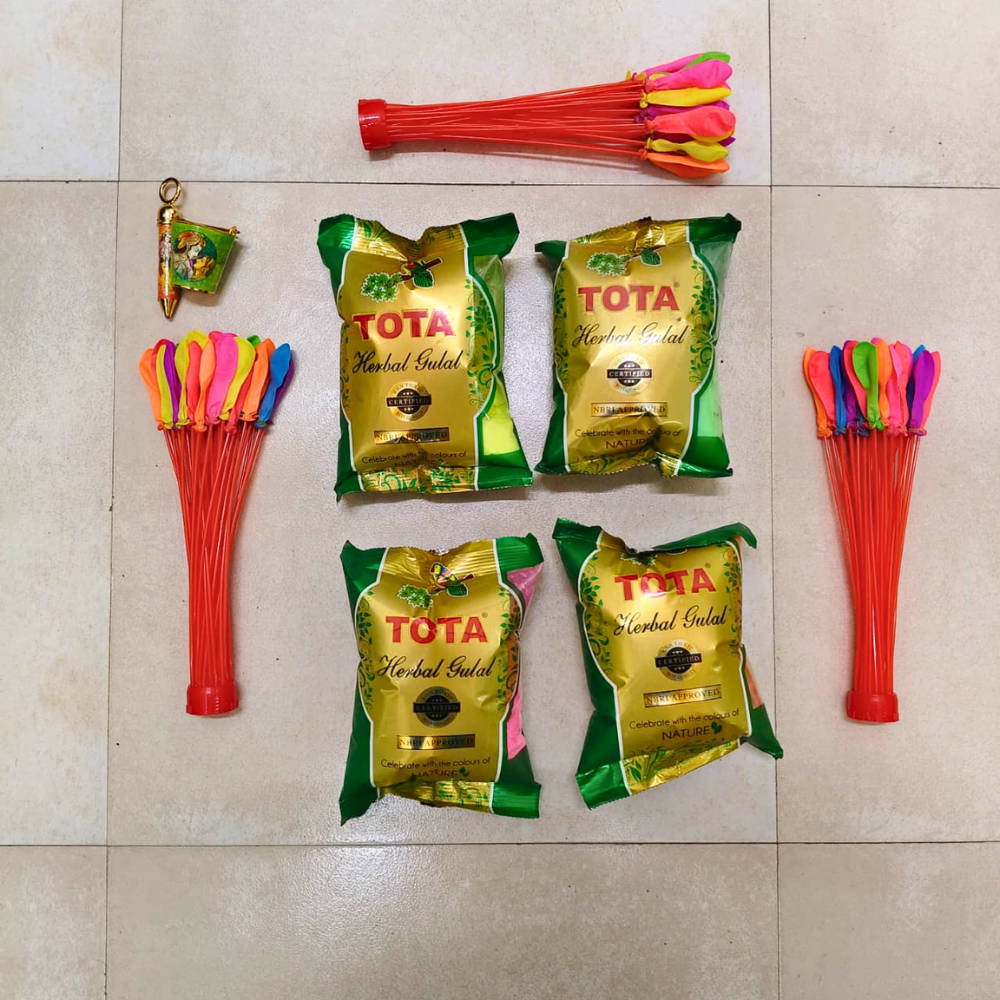 Nature Bliss Holi Gift Hamper – Herbal Gulal & Balloon Celebration Kit