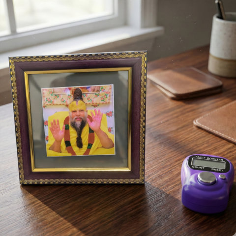 Spiritual Pyrite Frame with Digital Jaap Counter Combo