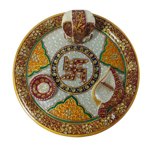 Handcrafted Marble Ganesh Pooja Thali