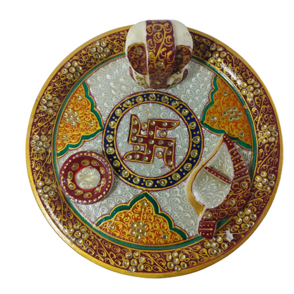 Handcrafted Marble Ganesh Pooja Thali