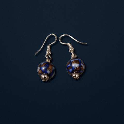 Royal Blue Handcrafted Pottery Bead Earrings