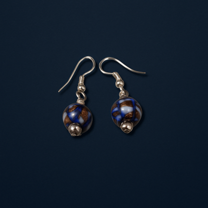 Royal Blue Handcrafted Pottery Bead Earrings