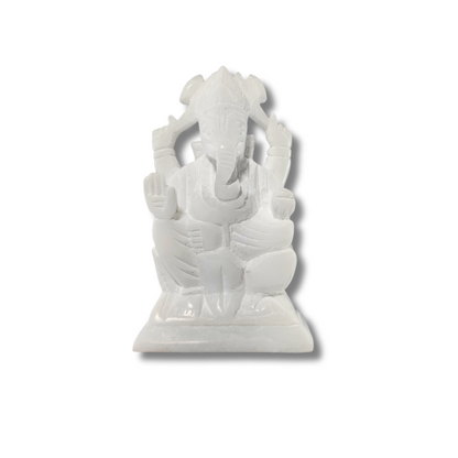 Handcrafted White Marble Lord Ganesha Idol – Spiritual Home Décor Statue