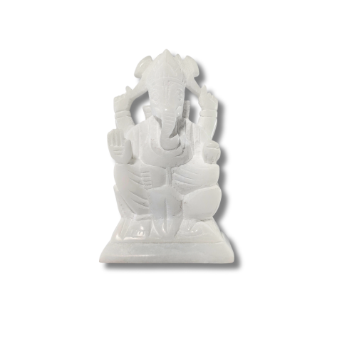 Handcrafted White Marble Lord Ganesha Idol – Spiritual Home Décor Statue