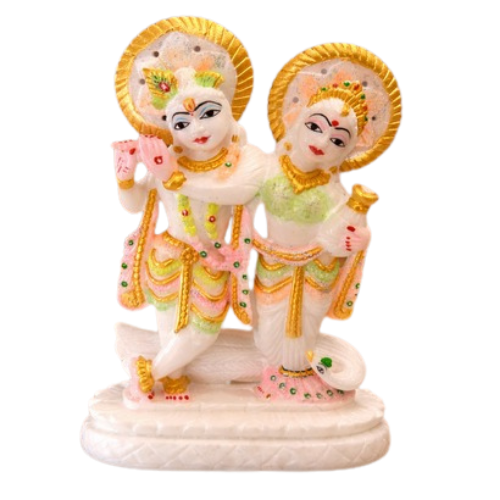 Radha Krishna Marble Idol for Home Temple – Decorative Pooja Murti
