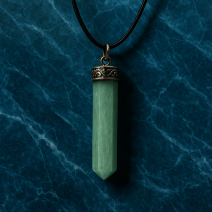 Light Green Aventurine Hexagon Point Pendant
