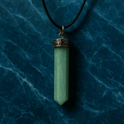 Light Green Aventurine Hexagon Point Pendant