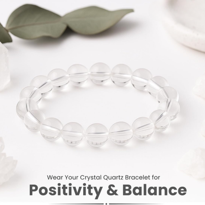 100% Genuine Clear Quartz Crystal Bracelet – Energy Cleansing & Healing Stone for Positivity