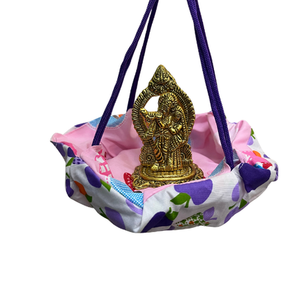 Mini Krishna Jhula with Decorative Cloth Swing