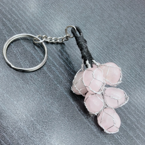 Rose Quartz Love Grape Keychain