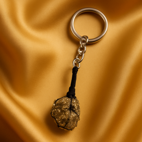 Golden Pyrite Wealth Tumble Keychain