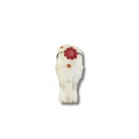 Handcrafted Mini Marble Gajraj with Gold Detailing