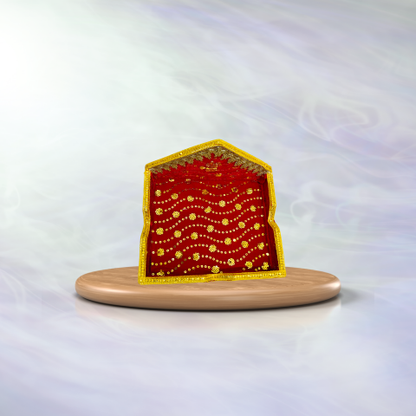 Royal Red Velvet Pooja Singhasan – Golden Temple Aasan