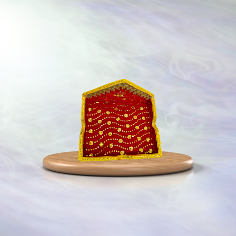 Royal Red Velvet Pooja Singhasan – Golden Temple Aasan