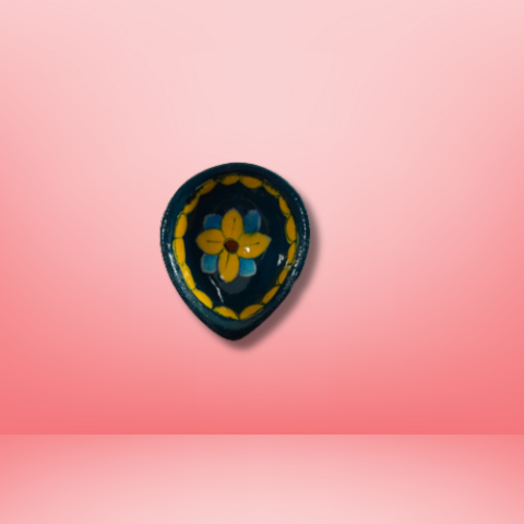 Green Floral Ceramic Pooja Diya