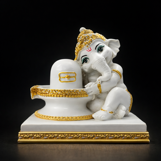 Ganesh Shivling Idol for Home Decoration | Vastu Ganesha with Shivling Murti