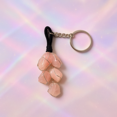 Rose Quartz Love Grape Keychain