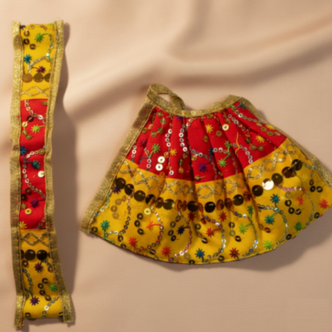 Shubh Veena Vadini Vastra –Red & Yellow Divine Ensemble