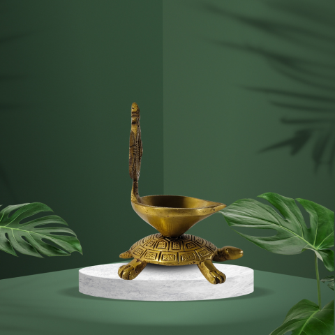 Sacred Turtle Brass Jyoti Diya – Light of Faith & Abundance