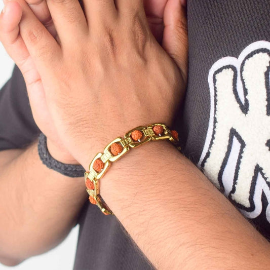 Gold Plated Rudraksha Bracelet (Artificial)
