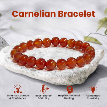 100% Genuine Carnelian Vitality Energy Stone Bracelet