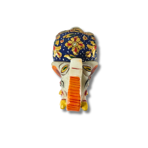 Handcrafted Marble Elephant Showpiece with Black & Gold Artwork – Decorative Home Décor Figurine