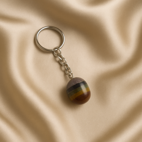 7 Chakra Banded Agate Energy Tumble Keychain