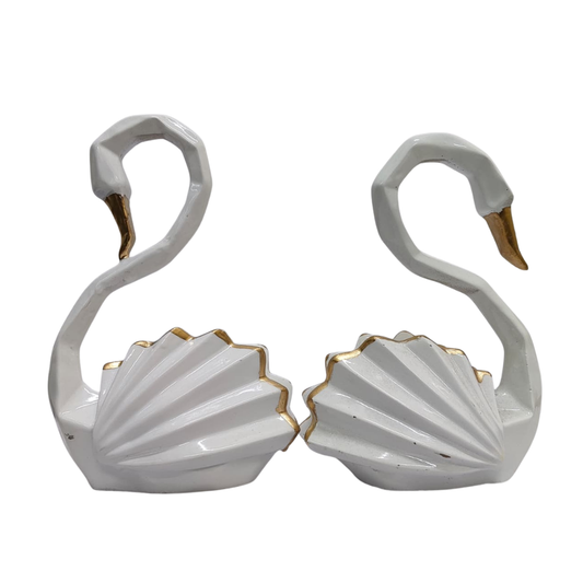 White Swan Couple Decorative Showpiece – Golden Beak Home Decor