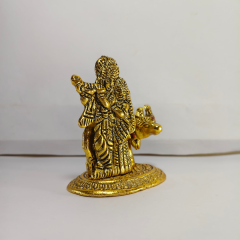 Radiant Krishna & Cow Blessing Statue