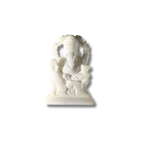 Small White Marble Ganesha Idol – Handcrafted Spiritual Statue