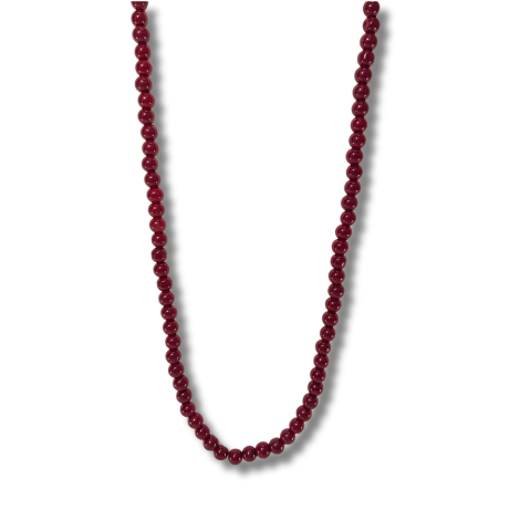 Wine Red Bead Necklace – Classic Handmade Elegance