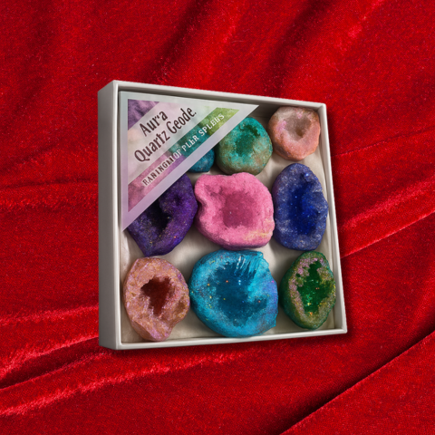 Aura Quartz Geode Set – Rainbow Healing Crystals for Energy & Positivity
