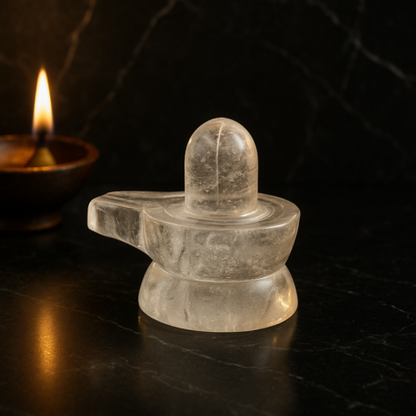 Divine Energy Clear Quartz Sphatik Shivling