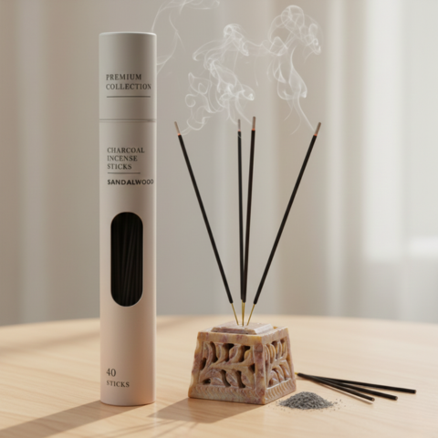 Sandalwood Serenity Combo – Premium Incense Sticks with Decorative Agarbatti Holder
